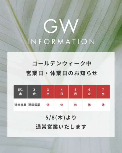 GW休業について